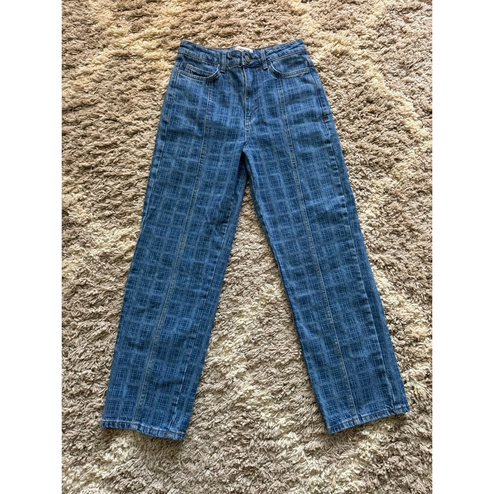 Damson Madder Tovie Laser Check Mid Rise Ankle Straight Leg Jeans. Size 8 - Picture 1 of 9